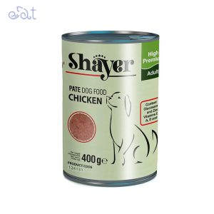 کنسرو سگ با طعم مرغ برند شایر Shayer وزن 400 گرم