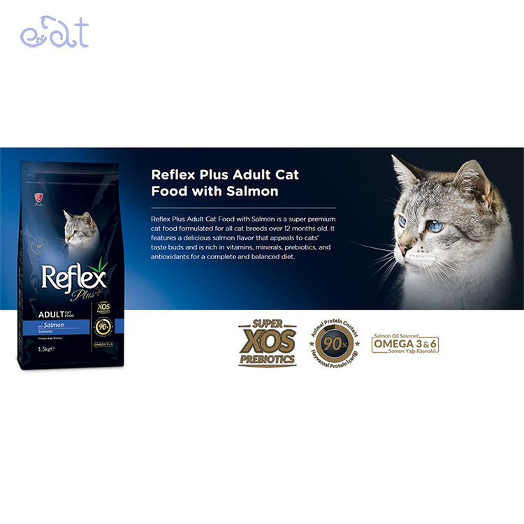 p7.3 غذای خشک گربه بالغ رفلکس پلاس با طعم ماهی سالمون مدل Reflex Plus Adult Salmon وزن 1.5 کیلوگرم