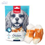 تشویقی سگ ونپی با طعم مرغ و پوست خام مدل Wanpy Chicken Jerky Twists & Rawhide وزن 100 گرم