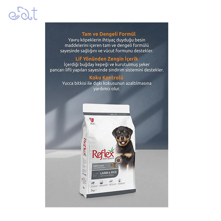 p3.2 غذای خشک مخصوص توله سگ رفلکس حاوی گوشت بره و برنج مدل Reflex Puppy Dry Food Lamb and Rice وزن 15 کیلوگرم
