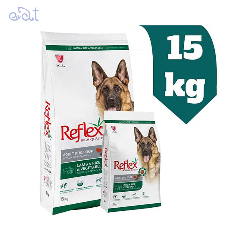 p5.2 غذای خشک سگ بالغ رفلکس با طعم بره و برنج مدلReflex Adult Lamb & Rice وزن 15 کیلوگرم