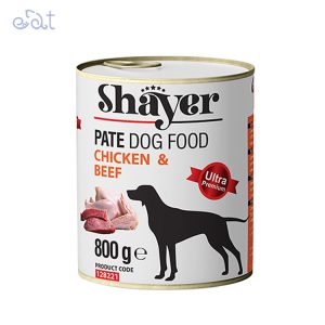 کنسرو سگ با طعم مرغ و گوشت برند شایر Shayer وزن 800 گرم