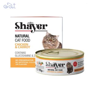 کنسرو گربه‌ نچرال با طعم مرغ و هویج برند شایر Shayer وزن 110 گرم