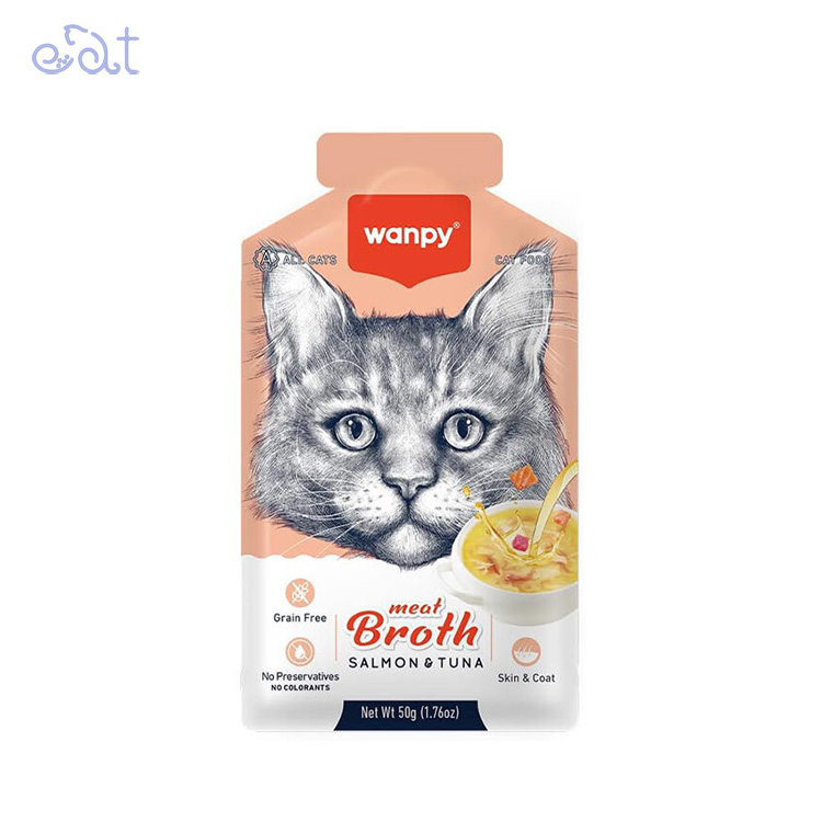 p2.1 سوپ گربه ونپی با طعم ماهی تن و سالمون مدل Wanpy Cat Meat Broth With Salmon And Tuna وزن 50 گرم
