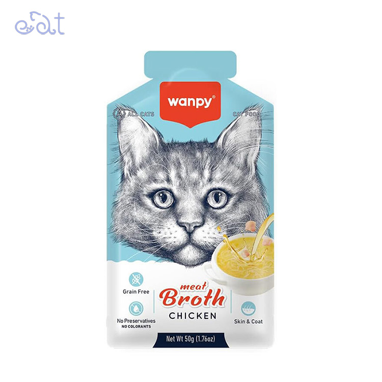 p5.1 سوپ گربه ونپی با طعم مرغ مدل Wanpy Cat Meat Broth With Ckiken وزن 50 گرم
