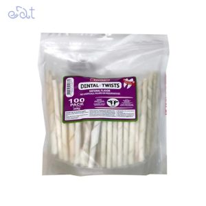 تشویقی مدادی دنتال سگ فرشی با طعم گوشت مدل Freshy Denatal Twist بسته 100 عددی