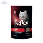 پوچ گربه رفلکس پلاس با طعم گوشت بره در آب گوشت مدل Reflex Plus Lamb Pouch In Gravy وزن 100 گرم