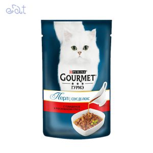 پوچ گربه گورمت طعم گوشت گاو در سس مدل Gourmet Beef In Sauce وزن 85 گرم
