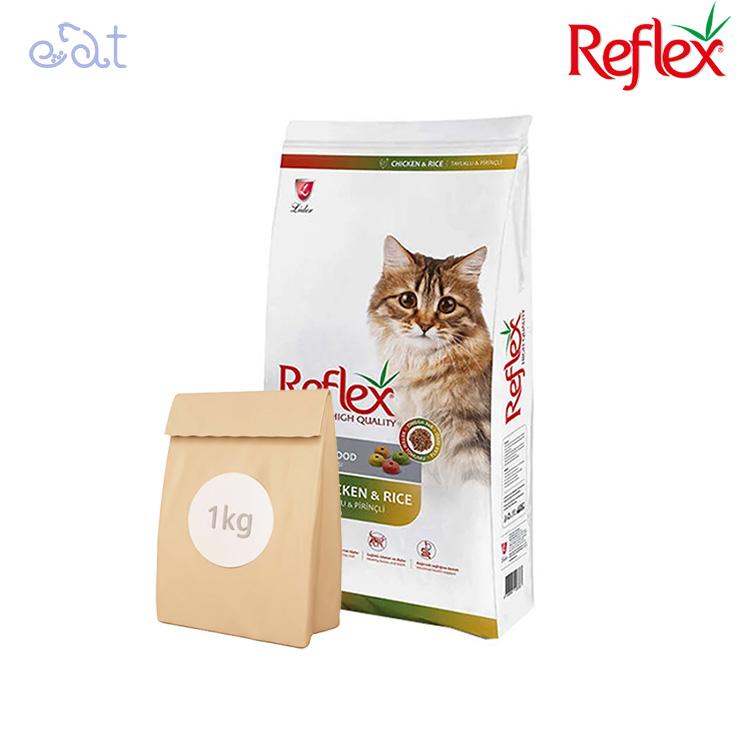 p1 غذای خشک گربه بالغ با طعم مرغ و برنج رفلکس مدل Reflex Multi Color Chicken & Rice بسته 1 کیلوگرمی