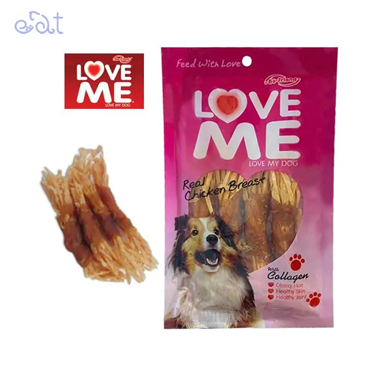 p24.2 تشویقی سگ لاومی با طعم مرغ و هویج رشته ای مدل Love Me Chiken & Carrot وزن 60 گرم
