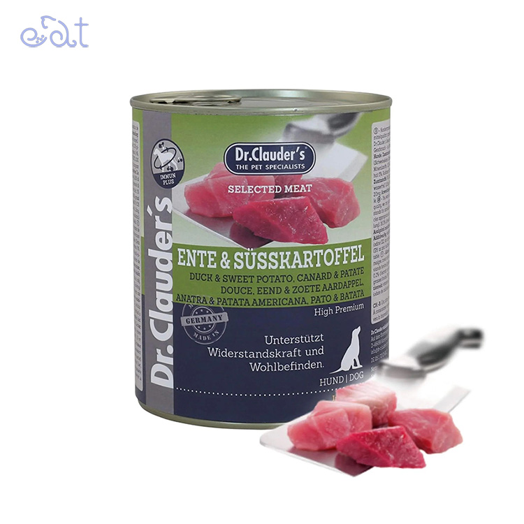 p10.2 کنسرو سگ دکتر کلادرز با طعم اردک و سیب زمینی شیرین مدل Dr.Clauder´s Canned Food Duck & Potato وزن 400 گرم