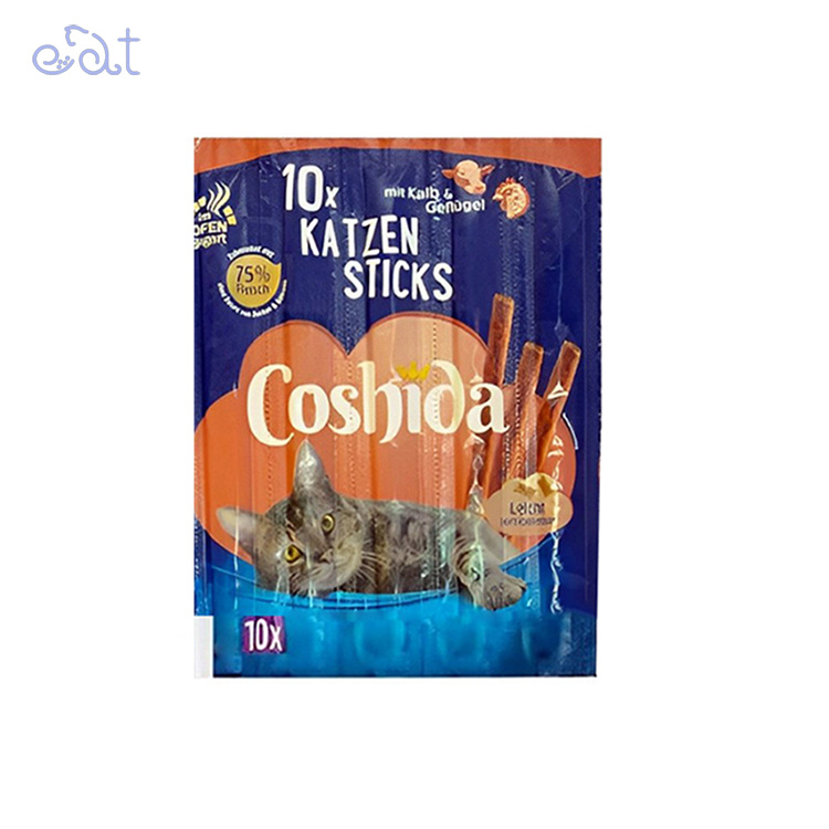 p5.1 تشویقی مدادی گربه کوشیدا با طعم گوشت کوساله و مرغ مدل Coshida Katzen Sticks Whit Kalb & Chiken بسته 10 عددی