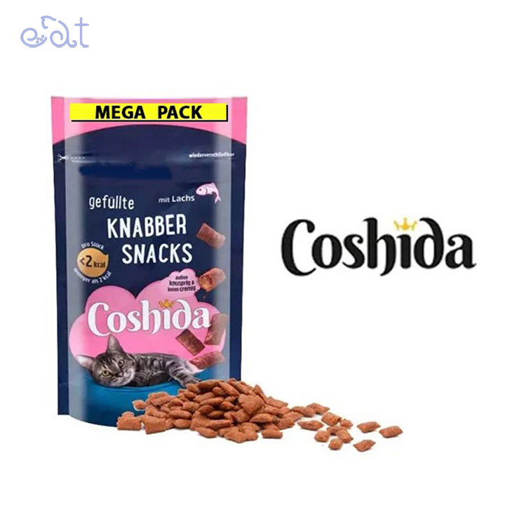 p2.2 تشویقی گربه کوشیدا مدل کرانچی با طعم ماهی Coshida Salmon Snacks Mega Pack وزن 150 گرم